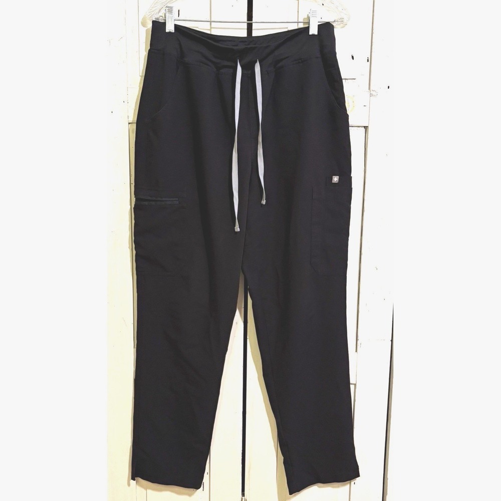 FIGS Women's Yola Scrub Pants Black Size L Tech Collection Cargo High Waist